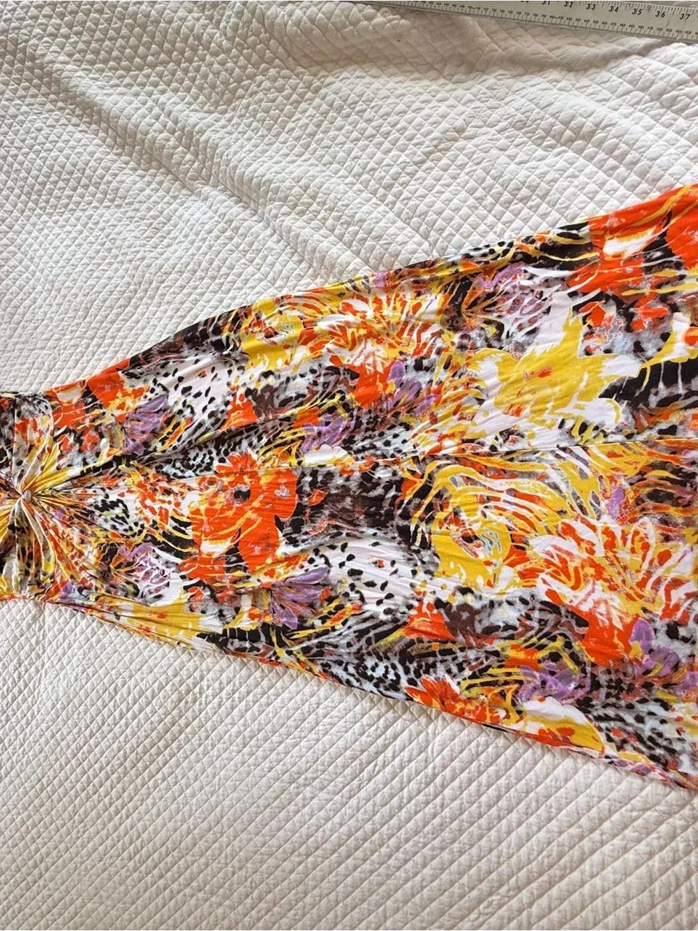 Peter Nygård White Orange Black Knit Maxi Dress Size 10 - Picture 3 of 10